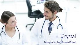  Presentation with meeting a doctor - Amazing presentation design having meeting in hospital reception area backdrop and a  colored foreground