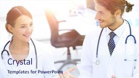  Presentation with hospital - Theme consisting of meeting in hospital reception area background and a  colored foreground