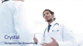  Presentation with hospital - PPT layouts featuring meeting in hospital reception area background and a sky blue colored foreground