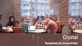  Presentation with team meeting - Theme featuring meeting in modern bright office background and a tawny brown colored foreground