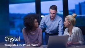  Presentation with start up business - Slide deck consisting of meeting in modern night office background and a ocean colored foreground