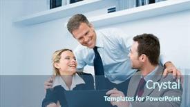  Presentation with team working together - Presentation theme enhanced with meeting in office with satisfaction background and a  colored foreground