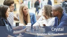  Presentation with mall - Presentation consisting of meeting in shopping mall caf background and a ocean colored foreground