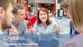  Presentation with ideas - Colorful PPT layouts enhanced with business friends discussing brainstorming and ideas at meeting inside beautiful modern building place backdrop and a teal colored foreground