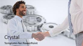  Presentation with hand shake law office - Cool new PPT layouts with meeting introduction - two businessmen shaking hands backdrop and a lemonade colored foreground