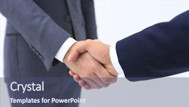  Presentation with peace treaty handshake map - Presentation theme with meeting invitation - businessman by handshake invites background and a ocean colored foreground