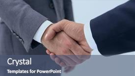  Presentation with handshake - Audience pleasing theme consisting of meeting invitation - businessman by handshake invites backdrop and a ocean colored foreground