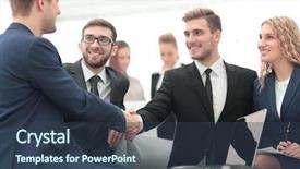  Presentation with handshake - Audience pleasing PPT theme consisting of meeting invitation - businessman by handshake invites backdrop and a tawny brown colored foreground