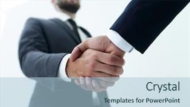  Presentation with handshake - PPT layouts having meeting invitation - businessman by handshake invites background and a light blue colored foreground