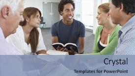  Presentation with bible study - Slide set with meeting of bible study group background and a light blue colored foreground