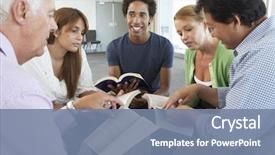  Presentation with bible study - Amazing presentation design having meeting of bible study group backdrop and a seafoam green colored foreground