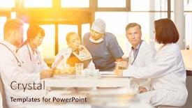  Presentation with physician - PPT layouts featuring meeting-of-doctors-with-senior background and a lemonade colored foreground