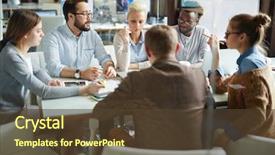  Presentation with managers - Slide deck having meeting of financial managers background and a tawny brown colored foreground