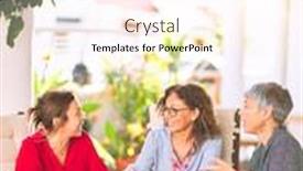  Presentation with women meeting - Cool new presentation design with meeting of middle age women having lunch and drinking coffee mature friends smiling happy using smartphone at home on a sunny day backdrop and a pink colored foreground