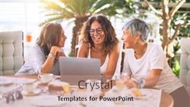  Presentation with women meeting - PPT layouts enhanced with meeting-of-middle-age-women background and a coral colored foreground