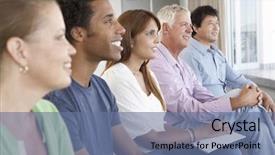  Presentation with group support - Audience pleasing PPT theme consisting of meeting of support group backdrop and a ocean colored foreground