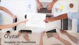  Presentation with meeting - Theme having meeting passing document overhead background and a coral colored foreground