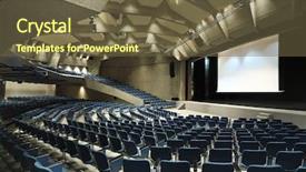  Presentation with congress - Slide deck enhanced with meeting conference room - interior of a congress palace background and a tawny brown colored foreground