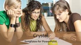  Presentation with meeting table - PPT theme with meeting room discussing finacial background and a coral colored foreground