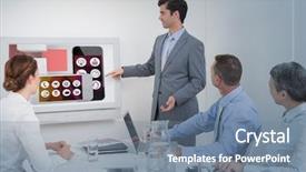  Presentation with smartphone app - PPT layouts consisting of meeting slide - app account for smartphone background and a seafoam green colored foreground