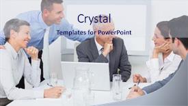  Presentation with team working together - Amazing PPT layouts having meeting slide - business team working happily together backdrop and a  colored foreground