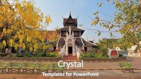  Presentation with thai temple - PPT layouts having meeting thai new year background and a coral colored foreground