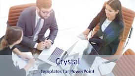  Presentation with meeting - PPT theme with meeting to discuss the situation background and a  colored foreground