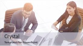  Presentation with meeting - Cool new slide set with meeting to discuss the situation backdrop and a lemonade colored foreground