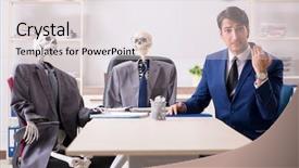  Presentation with skeletons - Presentation with meeting with boss and skeletons background and a light gray colored foreground