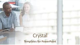  Presentation with business building blocks - PPT theme consisting of meeting with building transition effect background and a cream colored foreground