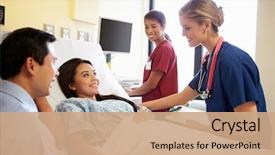  Presentation with team meeting - Presentation theme enhanced with meeting with couple in hospital background and a coral colored foreground