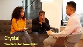  Presentation with meeting - PPT theme with meeting with male relationship counsellor background and a tawny brown colored foreground