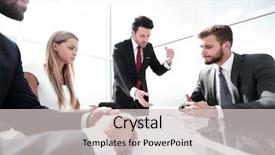  Presentation with team meeting - Presentation with meeting with the business team background and a lemonade colored foreground