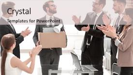  Presentation with team meeting - PPT theme enhanced with meeting with the new employee background and a lemonade colored foreground