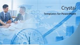  Presentation with composite - PPT layouts with meeting with world time background and a light blue colored foreground