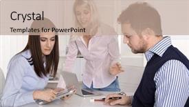  Presentation with meeting table - Theme featuring meeting young academics and controller background and a  colored foreground