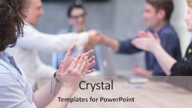  Presentation with trust - Theme featuring meetinig in modern office building background and a lemonade colored foreground