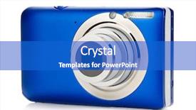  Presentation with white and navy blue - Presentation enhanced with mega - blue compact camera isolated background and a cobalt blue colored foreground