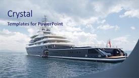  Presentation with luxury yacht - Presentation theme having mega - gigantic big luxury motor boat background and a lemonade colored foreground