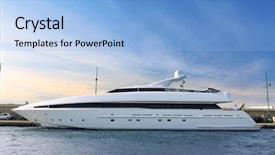  Presentation with luxury yacht - Presentation theme having mega - large luxury yacht anchored background and a light blue colored foreground
