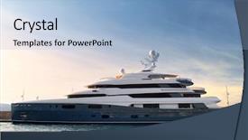  Presentation with luxury yacht - Slide set consisting of mega - large luxury yacht anchored background and a light blue colored foreground