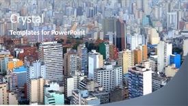  Presentation with panoramic - Presentation design featuring mega - panoramic view of city background and a light blue colored foreground
