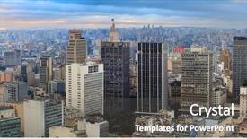  Presentation with panoramic - Slide set with mega - panoramic view of downtown sao background and a gray colored foreground