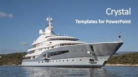  Presentation with luxury yacht - PPT theme having railway track between golden plants background and a gray colored foreground