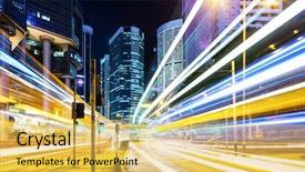  Presentation with free beugron air traffic control tower - Colorful slide set enhanced with mega - traffic in downtown at night backdrop and a yellow colored foreground