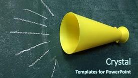  Presentation with restaurant menu black board chalkboard - PPT theme with mega phone on the black background and a tawny brown colored foreground