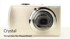  Presentation with white cctv camera on modern - Theme with mega pixels - compact digital camera in isolated background and a lemonade colored foreground