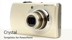  Presentation with white cctv camera on modern - Audience pleasing PPT theme consisting of mega pixels - compact digital camera in isolated backdrop and a lemonade colored foreground