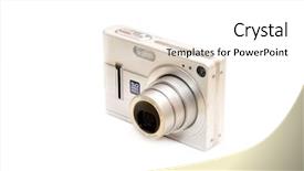  Presentation with camera - Slides having mega pixels - digital camera isolated background and a white colored foreground