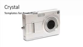  Presentation with camera - PPT theme consisting of mega pixels - digital camera isolated background and a  colored foreground